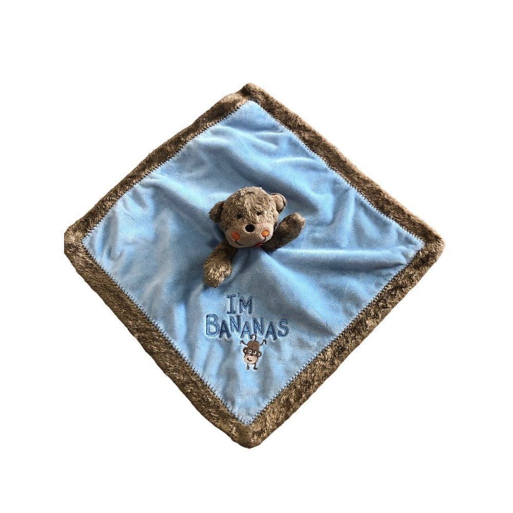 Carter's Blue Monkey I’m Bananas Silky Swaddling Blanket Blankie Lovey